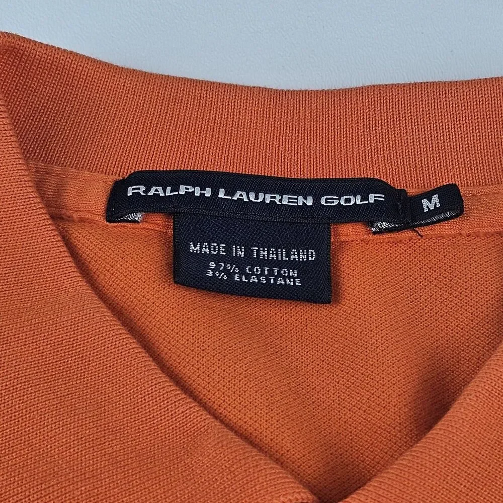 Ralph Lauren Golf Mens M Orange Long Sleeve Polo Shirt Old Marsh Golf Club Logo
